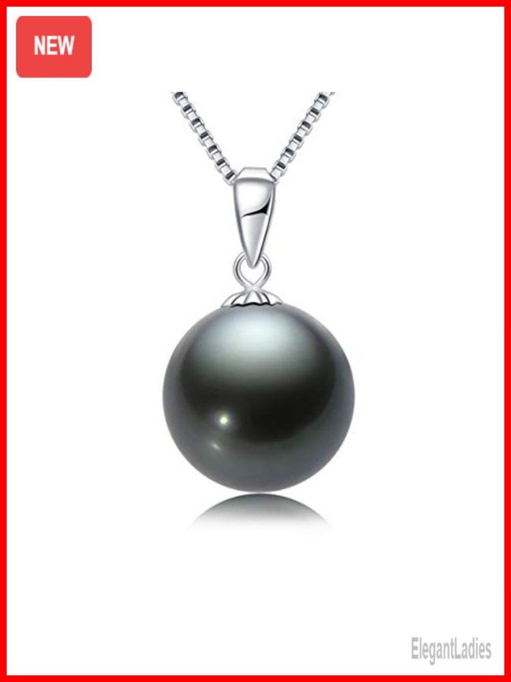 18K Solid Gold Tahitian Black Pearl Pendant Sterling Silver Chain Necklace